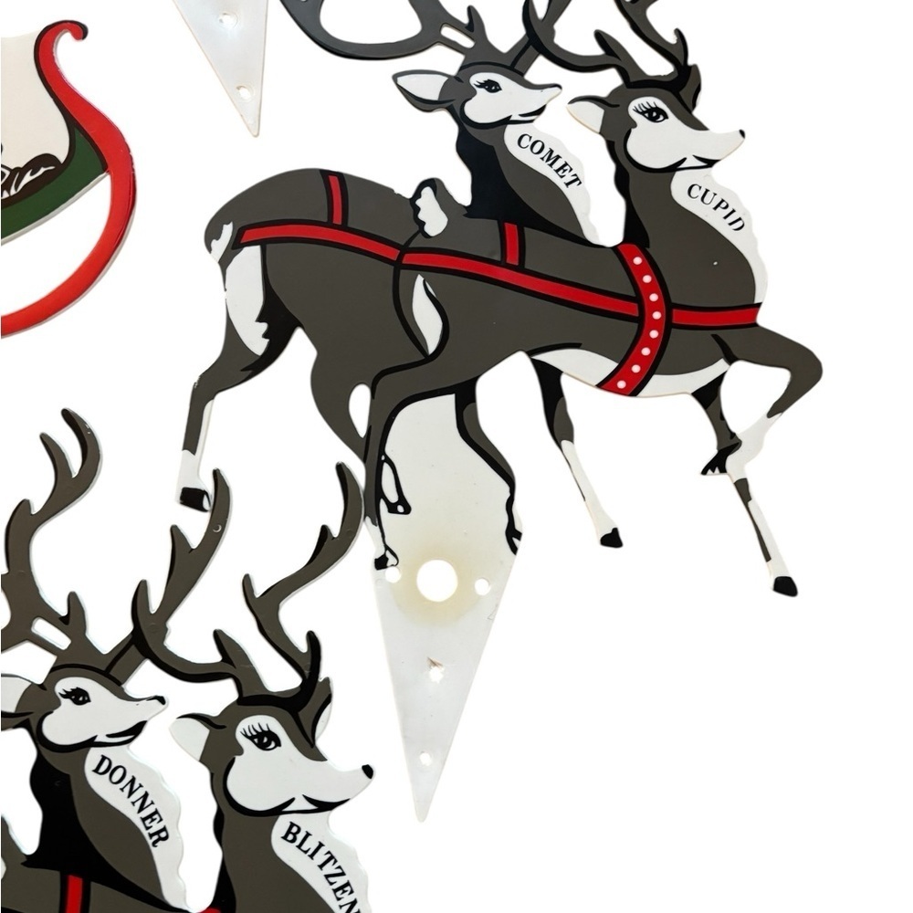 Vintage 1980’s Plastic Christmas Santa & Reindeer Cut-Outs Holiday Display Decor - Picture 2 of 6